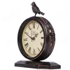 Bordklockor American Vintage Metal Desk Clock Nordic Modern Bird Decorative For Office Desktop Electronic Bell Home Accessories