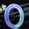 Bileklik Sertifikalı Yeşim Bangles Kadın Güzel Takı Orijinal Myanmar Jadeite Yüksek Sınıf A Burma Jades Yuvarlak Mor Bilezikler