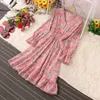 Casual Jurken Jurk Voor Vrouwen V-hals Bloemen Flare Mouw Vestidos De Mujer Gedrukt Vestido Largo Elegante Para Fiesta Franse Stijl Dropship