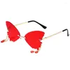 Lunettes de soleil femmes hommes papillon gland sans monture voyage plage nuances fête lunettes décoratives lunettes de plein air UV400 lunettes de soleil