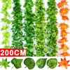 Dekorative Blumen 200 cm künstliche Pflanzen Creeper grüne Seide Efeublatt Girlande Wandbehang Rebe Rattanblätter Home Hochzeit Party Dekoration