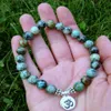 SN1035 Genuine African Turquoise Wrist Mala Beads Chakra Bracelet Yoga Bracelet Buddhist Prayer Healing Depression Anxiety Crystal247B
