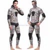 5mm Camuflagem Caça Submarina Wetsuit Manga Longa Duas Peças Com Capuz Neoprene Homens Mantenha-se Aquecido Mergulho Subaquático Surf Snorkeling Terno Pesca Submarina Rush Guard