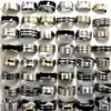 Mix Lot 50pcs Stainless Steel Rings Gold Silver Black enamel MIX Men Rings Whole Fashion Jewelry Lots235y