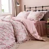 Ensembles de literie pur coton volants Sabanas Hogar ensemble de draps frais Floral Ropa De Cama draps De lit et taies d'oreiller housse de couette