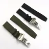 20 21 22mmVert Noir Nylon Tissu Bracelet En Cuir Montre-Bracelet Bracelet Ceinture En Acier Inoxydable 316L Boucle Déployante Fermoir344p