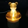 Sieraden zakjes zakken handgemaakte hars kunst houten led licht dispaly base kristal glas ornament houten nacht verlichte standaard ambachten3189