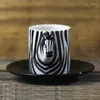 Cups Saucers 3D Zebra Ceramic Mug Hand-painted Animal Espresso Coffee Cup Creative Cartoon And Saucer Funny Mugs