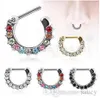 Ny ankomst septum Clicker Nose Rings CZ Gem Nose Piercing 316L Rostfritt stål Kroppsmycken Storlek 1 2mm280h