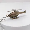 Metal 3D Stereoscopic Helicopter Keychains Accessories for Men Cool Aircraft Key Chain Birthday Gift for Boy
