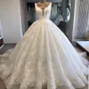 Splendidi abiti da sposa in pizzo Scoop Appliques in pizzo Paillettes robe de mariee Zipper Back Long Train Abito da sposa su misura 2021 Spr234N