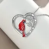 Pendentif Colliers 1pc Exquis Collier En Forme De Coeur Cardinal Oiseau Bijoux Cou Decor335A