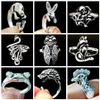 20 pçs 20 designs Anéis de metal de animais Estilos principais Mix Cigarra Macaco Anel retrô banhado a prata Atacado Jóias para festas