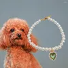 Colliers pour chiens collier à breloques pour animaux de compagnie amour coeur faux cristal tour de cou chat petit chiot pendentif