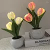 Lampade da tavolo LED girasole lampada tulipano decorazione luce notturna vaso di fiori artificiale atmosfera comodino per paesaggio regalo
