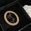 Stylish Pearl letter round Brooches for men and women Designer Pins brooch jewelry high quality with box