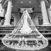 Two Layers Long Wedding Veils Lace Applique Cathedral Length Bridal Veil Velo Accessories Mantilla With Comb2538