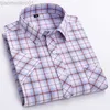 Mäns avslappnade skjortor plus stor storlek 6xl 5xl 100% bomullsmän plädskjortor Kort ärm Tunn Summer Luxury Standard Fit Checked Casual Shirt for Men L230721