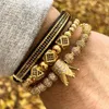 3pcs / set hommes bracelet bijoux couronne charmes macramé perles bracelets pour femme masculina pulseira feminina cadeau saint valentin190f