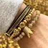 3st Set Men Armband Jewelry Crown Charms Macrame Pärlor Armband för kvinnor Masculina Pulseira Feminina Gift Valentine's Day190F