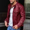 Men's Jackets Winter Fashion Leather Jacket Punk Motorcycle Pu Stand Collar Zipper Coat Casaco Moto Masculino