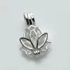 Lotus Flower Blossom Pendant Small Lockets 925 Sterling Silver Gift Love Wishing Pearl Cage 5 Pieces238h