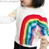 Pullover barn tröjor regnbåge lång ärm pullovers småbarn tjej tröja barn vinterkläder barn tröjor y1024 z230721