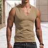 Tanktops voor heren Zomerkleding Mouwloos V-hals Effen kleur Eenvoudig vest Casual sport Fitness T-shirt kan worden aangepast