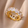 Luxus -Rechteck -Zirkon -Ringe für Frauen aus Edelstahl Ring 2023 Trend Engagement Hochzeit ästhetischer Schmuckanillos Anillos