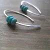 Boucles d'oreilles pendantes Vintage métal simple perlé à la main vert pierre crochet goutte pour les femmes