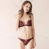 Wriufred Sexy Petals Ultra-mince Mesh Dentelle Soutien-Gorge Ensemble Underwire Deep V Femmes Soutien-Gorge Sous-Vêtements Ensemble Transparent Temptation Lingerie Ensembles LJ295i