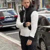 Sweats à capuche pour hommes sweat à capuche Patchwork noir et blanc avec veste à cordon en velours Double face 2023 pull ample pour hommes