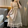 Damen Nachtwäsche Koreanische Kawaii Prinzessin Nachthemd Frauen Sommer Ärmellose Rüschen Gedruckt Nachthemden Süße Mädchen Pyjama