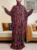 Grundlegende Freizeitkleider Muslimische Frauen mit Kapuze Abaya Truthahn-afrikanisches Gebetsgewand Kaftankleid mit Hijab-Blumendrucken Dubai Saudi-Robe im Ramadan 230720