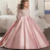 Jolies Robes De Fille De Fleur 3D Floral Appliques Bow Gilrs Pageant Robe De Mode Fluffy Tulle Longue Robe D'anniversaire Toddler Graduation299j