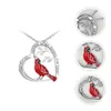 Pendentif Colliers 1pc Exquis Collier En Forme De Coeur Cardinal Oiseau Bijoux Cou Decor335A