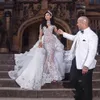 2020 Luxurious Rhinestone Crystal Wedding Dresses High Neck Beads Applique Long Sleeves Mermaid Bridal Dress Dubai Wedding Gown Ov236B