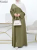 ملابس عرقية Zanzea أزياء Abaya Hijab Sundress النساء المسلمين فستان الخريف الحزب الصلب فيديس دبي تركيا جيلباب الإسلامية كافتان 230721