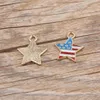 Bulk 200pcs lot enamel American Flag star charms Pendant Patriotic charms 16 15mm Good For Handmade Jewelry Making271S