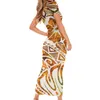 Temel gündelik elbiseler kadın hibiscus maxi sarı elbise vintage polinezya kabile etnik giysileri Hawaii plumeria kısa kollu parti bornoz dövme kadın 230720