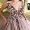 2021 rosa bollklänning quinceanera klänningar pärlor kristaller djupt v hals puffy söt 15 prom klänningar vestidos de aftonklänning vestidos d2374