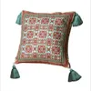 Cushion Decorative Pillow Vintage Red Green Cushion Cover With Ribbon Tassels Decoration Boho Style Ethnic 43x43cm 30x50cm Sofa206c