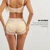 Intimo modellante da donna Addominoplastica a fondo piatto Pantaloni Hip Lift Imbottitura fissa Indumenti modellanti traspiranti Maglia Modellante per il corpo Corto Fitness Stretto Sport Shaper