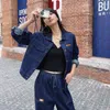 Women's Two Piece Pants Fashion Denim Sets Coat And 2023 Spring Women Streetwear Chic Loose Short Jacket Wide Leg Jeans Outfit 1058