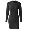 Lässige Kleider Frauen Langarm Langarm O-Neck Bodycon Mini Kleider