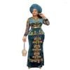 Этническая одежда Осенняя зимняя мода Элегантная африканская богатая базиновая алмачная бархат