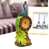 Tischuhren Drop Refine Clock Resin Cafts Tropical Style Peacock Watch Home Decor Ornament Pastoral Quartz Jump Gems Green