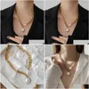 Pendant Necklaces Exaggerated Gold Thick Chain Large Pearl Necklace Trendy Net Red Fashion Neck Jewelry Clavicle Drop Delivery Pendan Dhkih