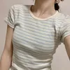 レディースTシャツ韓国スタイルの女性服oneckソリッドカラーベーシックTシャツ女性セクシーなクロップトップ美学Y2Kストリートウェア