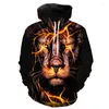 Moletons masculinos com capuz Essence Lion, moletons masculinos e femininos infantis, impressão em 3D, roupas legais de rua, tendência da moda, pulôver